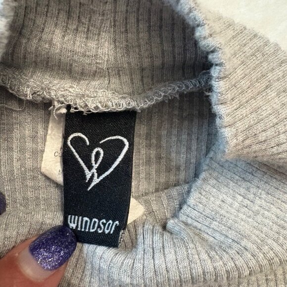 Windsor Womens Ribbed Gray Long Sleeve Mock Turtleneck Top Juniors Size XL - Picture 5 of 10